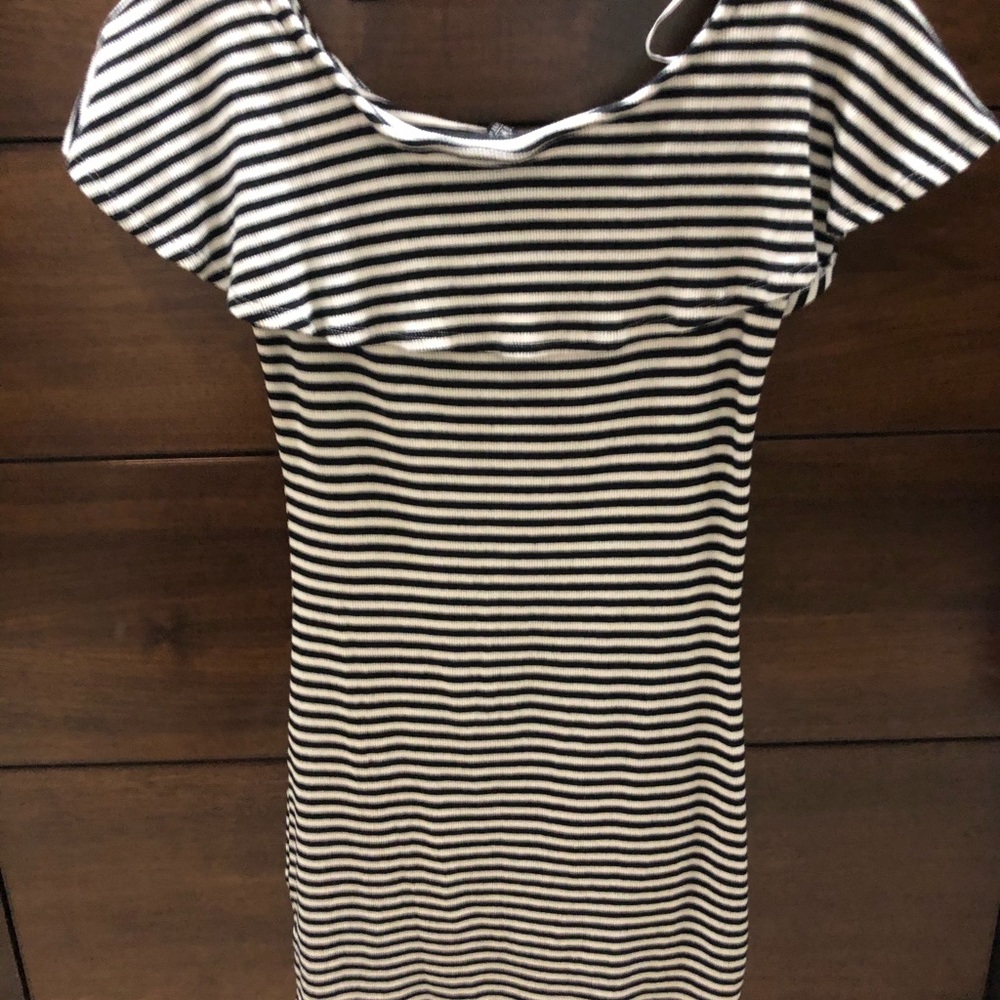 Off the shoulder striped ruffle dress